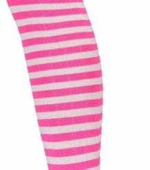 Beste Pirce 🤩 Over Kniekousen Met Strepen | Fluor Rose|wit | Maat 36/41 | Kniekousen | Kniekousen Carnaval | Kniekousen Dames | Party | Feestartikelen | Apollo 🔔