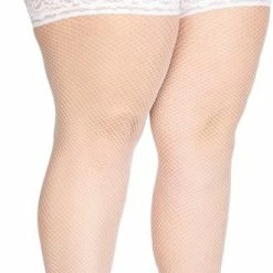 Uitgang 🎁 Annes Styling Annes Witte Net Hold Up Kousen Calze Rete 20 Denier, Maat M/L ( 3/4 ) 🔥