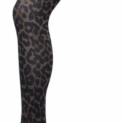 Groothandel ⌛ Bonnie Doon Dames Panterprint Panty 50 Denier Bruin Maat L/XL - Chique Panty - Leopard Dessin - Brede Boord - Comfort - Panter Print - Jaguar - Dieren Print - Jaguar Tights - Feestelijk - Brown - BP211905.3 🎁