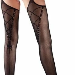 Flash-uitverkoop ✔️ Cottelli Collection – Sexy Jarretelband Met Aangehechte Kousen Spannend Ontwerp – Maat One Size – Zwart 💯