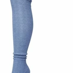 Groothandel 🔥 Bonnie Doon Bio Kabel Overknee Kousen Dames 👖 Jeans Blauw Maat 36/42 - Klassieke Kabel - Biologisch Katoen - Comfort - Classic Cable Overknee Sokken - OEKO-TEX - Gladde Naden - Kniekousen - Duurzaam Huidvriendelijk - 👖 Jeans Blue Heather - P53498.2 ✨