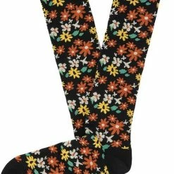 Beste deal ❤️ Merkloos Tranquillo Kniekousen Biologisch Katoen Floral - Black ❤️