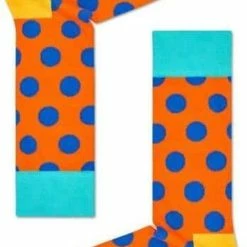 Beste deal 🔥 Happy 🧦 Socks Big Dot Sokken - Oranje/Blauw - Maat 36-40 💯