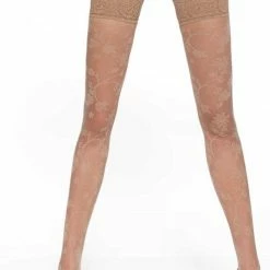 Coupon ❤️ Merkloos Bas Bleu Micro Net Hold Up Kousen Met Bloemen Patroon Verona 20DEN, Kleur Natural Maat 2-S ( Small) 😉