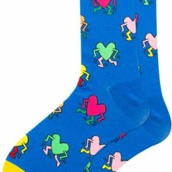 Begroting 👏 Winkrs | Keith Haring Sokken | Kunst, Schilderen, Grappige Sokken | 39-45 | Blauw 💯
