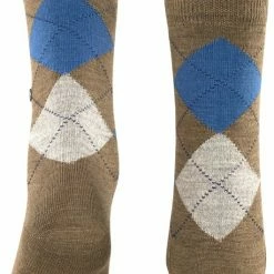 Uitgang 🥰 Burlington Marylebone Damessokken - Wol - Lichtbruin Met Blauw En Grijs - Maat: 36-41 🎁 -Beenmode Verkoop 530x840 3