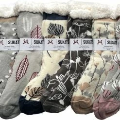 Groothandel 🧨 Sukats® Huissokken - Homesocks - 6 Paar - Maat 36-41 - Mix A - Anti-Slip - Fluffy - Dames Huissokken 😉