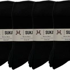 Begroting 🛒 Sukats® 8 Paar Merino Wollen Sokken - Maat 39-42 - Badstof Zool - Naadloos - Verstevigde Hak En Teen - Navy Blue - Unisex 😀