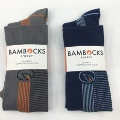 Nieuw 🎁 Bambocks Compressie Sokken 2 Paar - Grijs/Oranje & Blauw ✔️ -Beenmode Verkoop 550x412 5