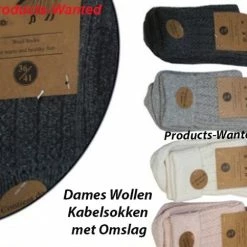 Begroting 🛒 Merkloos 4-Paar Wollen Kabelsokken Met Omslag In 2 Kleuren Ecru En Antracite 🎉 -Beenmode Verkoop 550x483 3