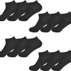 Hete verkoop 😉 Merkloos Enkelsokken Unisex - Zwart - 12-pack - Maat 41-46 | Multi-pack Korte Sokken 🎁