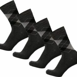 Goedkoop 💯 Bamboe Sokken | Geruite Sokken | Anti-zweet Sokken | Naadloze Sokken | Heren Sokken | Dames Sokken | 4 Paar - Antraciet | Maat: 43-45 | Merk: Bamboosa 😉