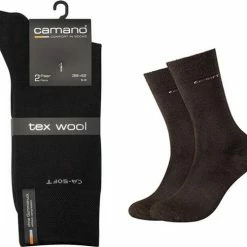 Beste deal 🎁 Camano 2 PACK Wol Met Tex Unisex Bruin 43/46 Naadloos Zonder Druk Op Het Been 👍