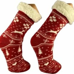Hete verkoop ⭐ Merkloos Warme Huissokken - Antislip - Zacht Fluffy Voering - Rood - One Size - 36/41 🥰