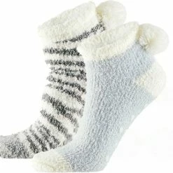 Begroting ⭐ Apollo Dames Bedsokken/huissokken Anti-slip 2-pack Grijs/antraciet One Size ⭐