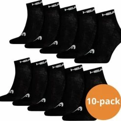 Flash-uitverkoop ❤️ HEAD Quarter Sokken - 10 Paar Enkelsokken - Unisex - Zwart - Maat 43/46 ⭐
