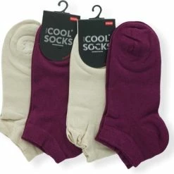 Uitgang ❤️ La Pèra 👟 Sneaker Sokken Bamboe Set Van 4 Paar [paars-creme] - Maat 36-40 😀