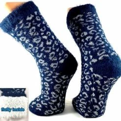 Aanbiedingen 👍 Apollo - Dames Huissokken - Anti Slip - Fluffy Voering - Blauw - One Size 36/41 💯