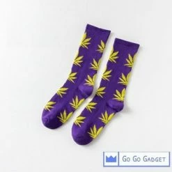 Goedkoop 💯 Go Go Gadget Wiet Sokken | 1 Paar | Paars Met Geel 💯