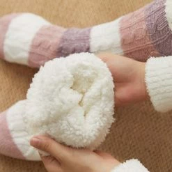 Goedkoopste 🔔 Merkloos Gebreide Wollen Huissokken | Dames En Heren | Strepen | Maat 36-45 | One Size | Grijs Roze 😉 -Beenmode Verkoop 550x550 103