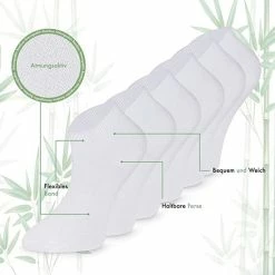 Beste Pirce 😍 Merkloos Bamboe Sokken, 👟 Sneaker Sokken, Dames En Heren, Kort, Antibacterieel, 6 Paar, 39-42, Wit ⭐