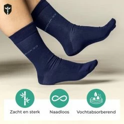 Promo 🔔 SQQUADD Bamboo Wear SQQUADD® Bamboe Sokken Dames En Heren - Unisex 10-pack - Maat 35-38 - Naadloos En Duurzaam - Tegen Zweetvoeten - Bamboo - Zwart/Blauw 🎁 -Beenmode Verkoop 550x550 20