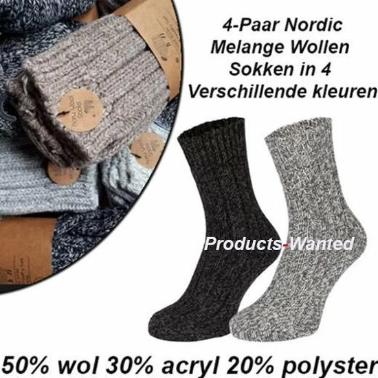 Hete verkoop 🤩 Merkloos 4-Paar Nordic Melange Wollen Sokken In 4 Verschillende Kleuren 39-42 🎁 3 Hete verkoop 🤩 Merkloos 4-Paar Nordic Melange Wollen Sokken In 4 Verschillende Kleuren 39-42 🎁