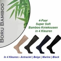 Goedkoop 🔔 Merkloos 4-Paar Super Soft Bamboe Kniekousen In 4 Kleuren | Maat 39-42 💯