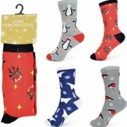 Top 10 ✨ Merkloos 4 Paar Kerst Sokken - Dames - Maat 37-40 🎉