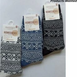 Korting 🧨 Basset 3-Paar Dikke Wollen Huissokken Grafisch Nordic Design In Roze, Gebroken Wit En D-jeans 35-38 😉 -Beenmode Verkoop 550x585