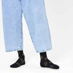 Korting 😀 Happy 🧦 Socks Pizza Slice - Sokken Dames - Zwart 36-40 🛒 -Beenmode Verkoop 550x602