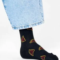 Korting 😀 Happy 🧦 Socks Pizza Slice - Sokken Dames - Zwart 36-40 🛒 -Beenmode Verkoop 550x623