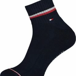 Aanbiedingen ❤️ Tommy Hilfiger Iconic Quarter 🧦 Socks (2-pack) - Heren 👟 Sneaker Sportsokken Katoen - Donkerblauw - Maat: 43-46 😍