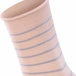 Groothandel 😍 FALKE Happy Stripe 2-Pack Zacht Met Motief Versterkt Hoogwaardig Mid-rise Robuust Ademend Dekkend Set Kort Gestreept Katoen Multipack Roze Dames Sokken - Maat 35-38 🎁 -Beenmode Verkoop 550x625