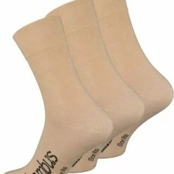 Hete verkoop 🧨 Vincent Creation Bamboe Sokken - 3 Paar - Beige - Normale Schachtlengte - Maat 35/38 ⌛