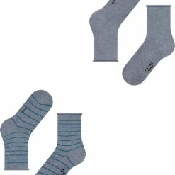 Kopen 🧨 FALKE Happy Stripe 2-Pack Zacht Met Motief Versterkt Hoogwaardig Mid-rise Robuust Ademend Dekkend Set Kort Gestreept Katoen Multipack Grijs Dames Sokken - Maat 35-38 🛒 -Beenmode Verkoop 550x667 1