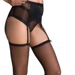 Begroting ✨ Gabriella Zwarte Jarretelkousen Vintage, 20 Denier, Maat M/L ( 3/4 ) 👍