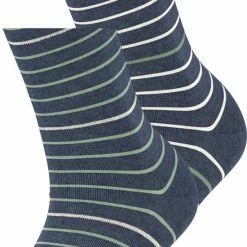 Groothandel 👍 Esprit Fine Stripe 2-Pack Met Patroon Ademend Kleurrijk Met Strepen In Een Dubbelpak Bio Set Katoen Multipack Blauw Dames Sokken - Maat 39-42 🎉 -Beenmode Verkoop 550x706