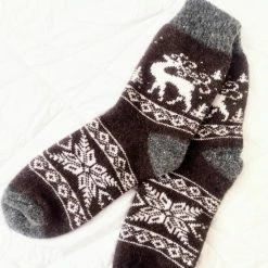 Uitgang 💯 Merkloos Winter WOLLEN Sokken "Herten" - Voor Dames En Heren - Bruin. 🎉