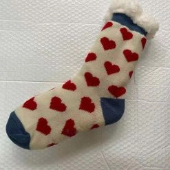 Flash-uitverkoop 🔔 Merkloos Wintersok Met Fleece Voering En Anti-slip - Valentijn - Hartjes 🔥