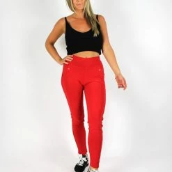 Hete verkoop ⌛ Merkloos Dames Tregging Isabella M/L - Rood - Luxe & Comfort - Hoge Taille 💯