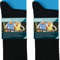Beste Pirce 👏 GoWith - Diabetes Sokken - 2 Paar - Sokken Heren - Kleur Zwart - Cadeau Sokken - Maat 42-44 🔔