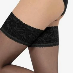 Gloednieuw 🥰 Gatta Matte Hold Up Kousen Size + Met Brede Kant Michelle Van 20 Denier, Maat 5-6 ( XL-XXL), Kleur Zwart ✔️ -Beenmode Verkoop 550x790 17