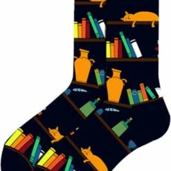 Uitgang 😉 Merkloos Boekenkast Sokken - Grappige Sokken Voor De Boekenwurm Of Schrijver - Boeken, Kat, Inkt - Dames/heren Maat 39-44 🧨