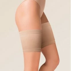 Gloednieuw 😍 Gabriella Gladde Satijnen Dijenband 15 Cm Breed, Beige, Maat 5/6 ( XL/XXL), 68-76 Cm 👏