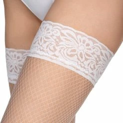 Uitgang 🎁 Annes Styling Annes Witte Net Hold Up Kousen Calze Rete 20 Denier, Maat M/L ( 3/4 ) 🔥 -Beenmode Verkoop 550x825 30